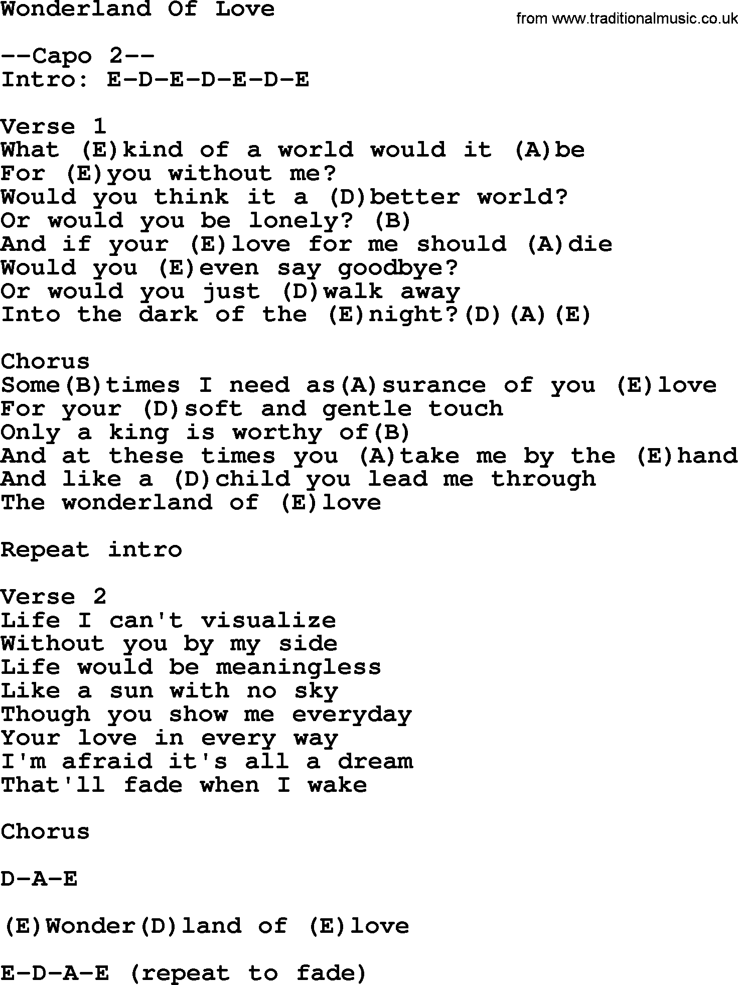 George Strait song: Wonderland Of Love, lyrics and chords