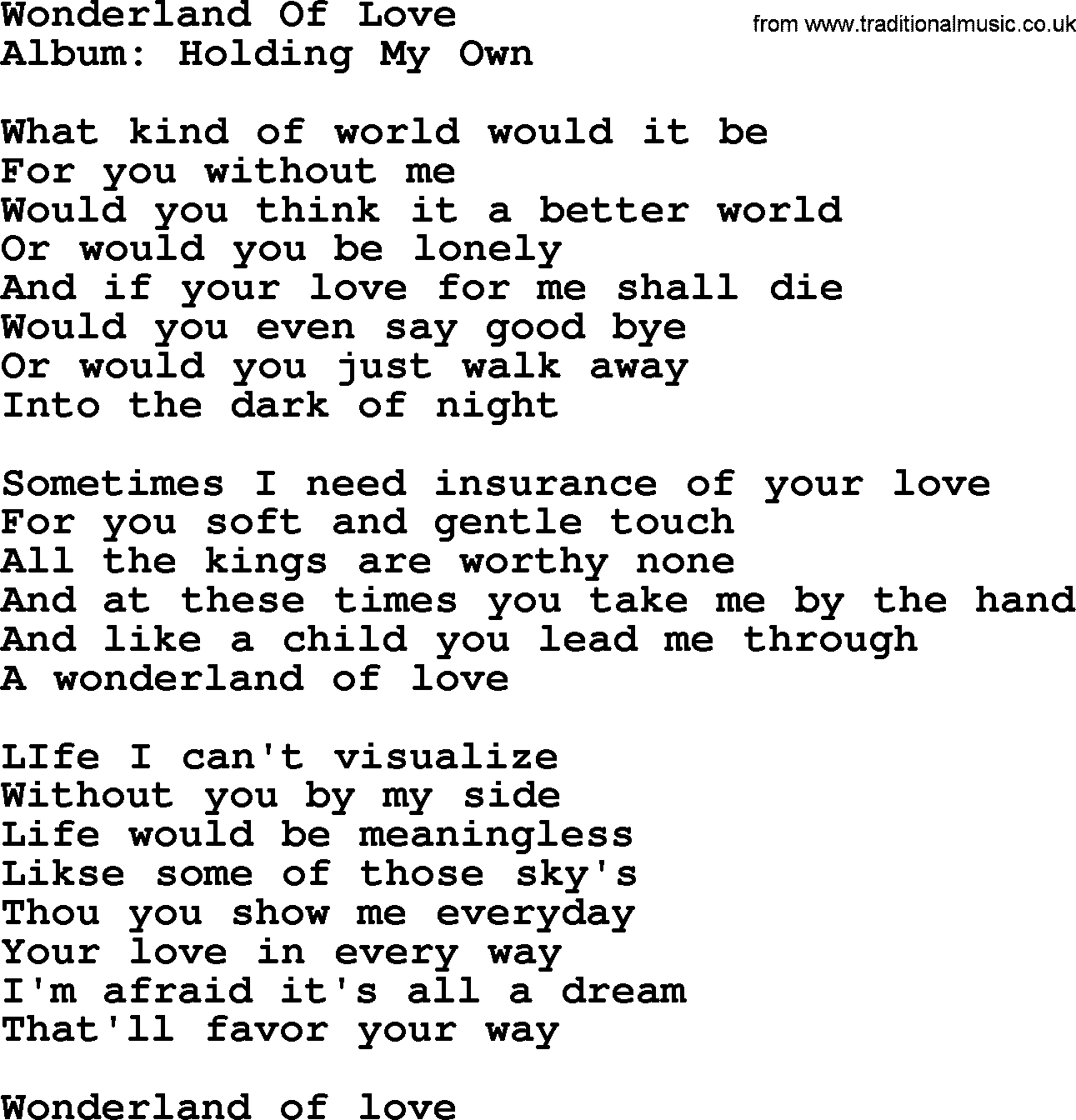 George Strait song: Wonderland Of Love, lyrics