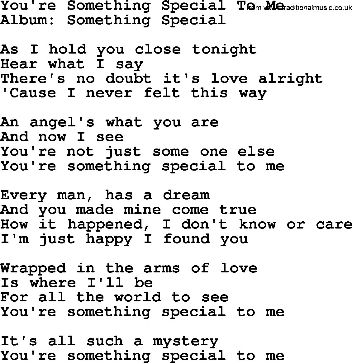 George Strait song: You're Something Special To Me, lyrics