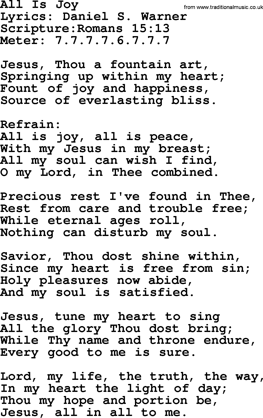 Hymns about  Angels, Hymn: All Is Joy, lyrics, sheet music, midi & Mp3 music with PDF