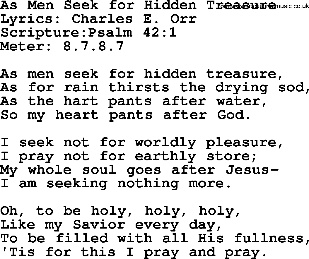 Hymns about  Angels, Hymn: As Men Seek for Hidden Treasure, lyrics, sheet music, midi & Mp3 music with PDF