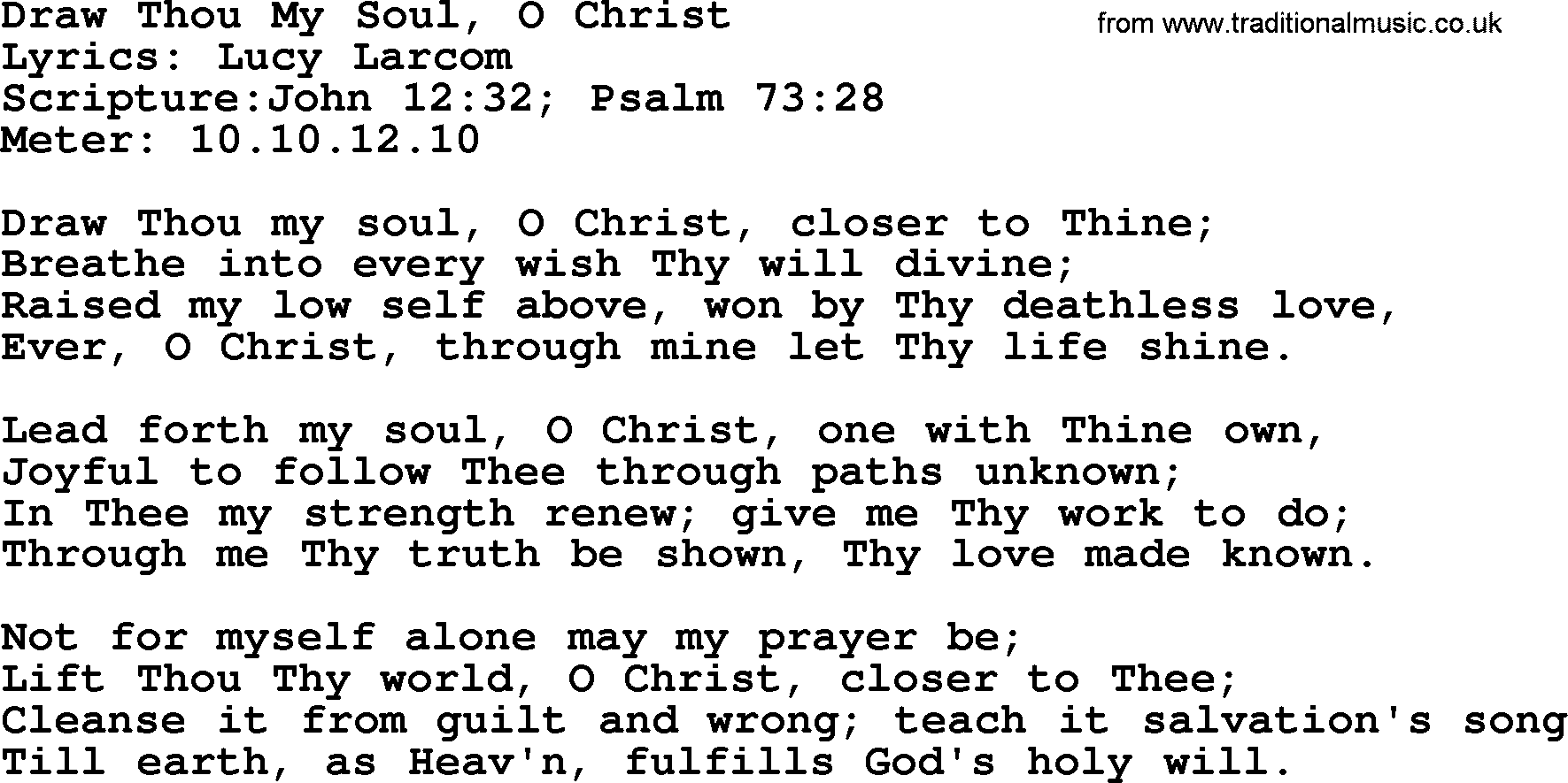 Hymns about  Angels, Hymn: Draw Thou My Soul, O Christ, lyrics, sheet music, midi & Mp3 music with PDF