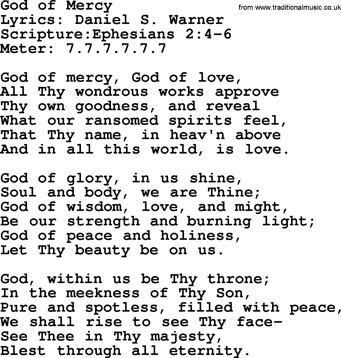 Hymns about  Angels, Hymn: God of Mercy, lyrics, sheet music, midi & Mp3 music with PDF