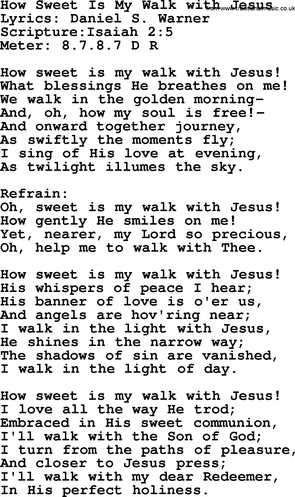 Hymns about  Angels, Hymn: How Sweet Is My Walk with Jesus, lyrics, sheet music, midi & Mp3 music with PDF