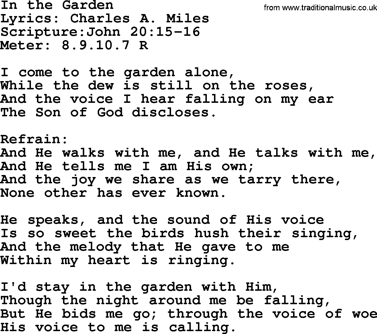 Good Old Hymns In The Garden Lyrics Sheetmusic Midi Mp3