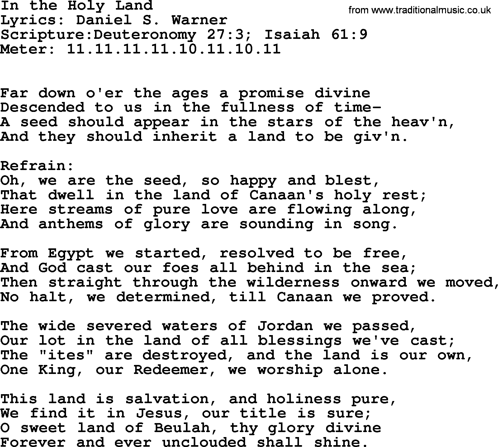 Hymns about  Angels, Hymn: In the Holy Land, lyrics, sheet music, midi & Mp3 music with PDF
