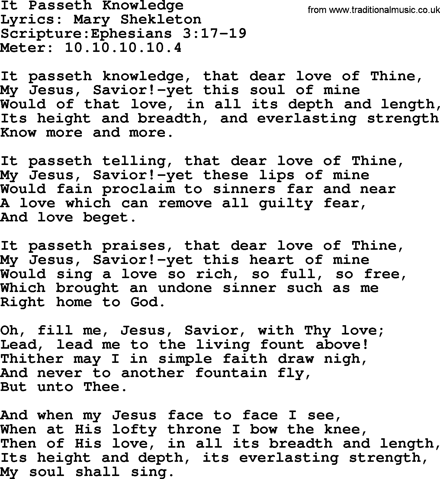 Hymns about  Angels, Hymn: It Passeth Knowledge, lyrics, sheet music, midi & Mp3 music with PDF