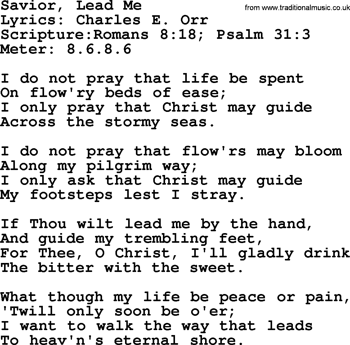 Hymns about  Angels, Hymn: Savior, Lead Me, lyrics, sheet music, midi & Mp3 music with PDF