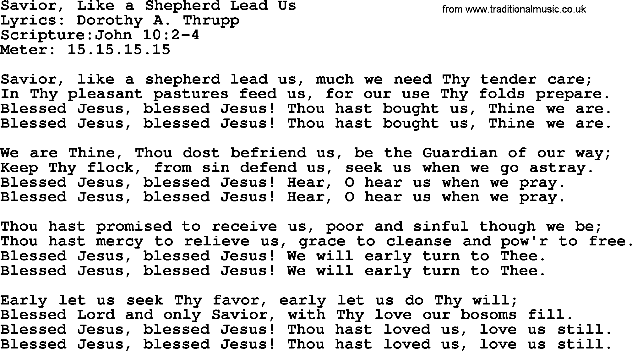 Hymns about  Angels, Hymn: Savior, Like a Shepherd Lead Us, lyrics, sheet music, midi & Mp3 music with PDF