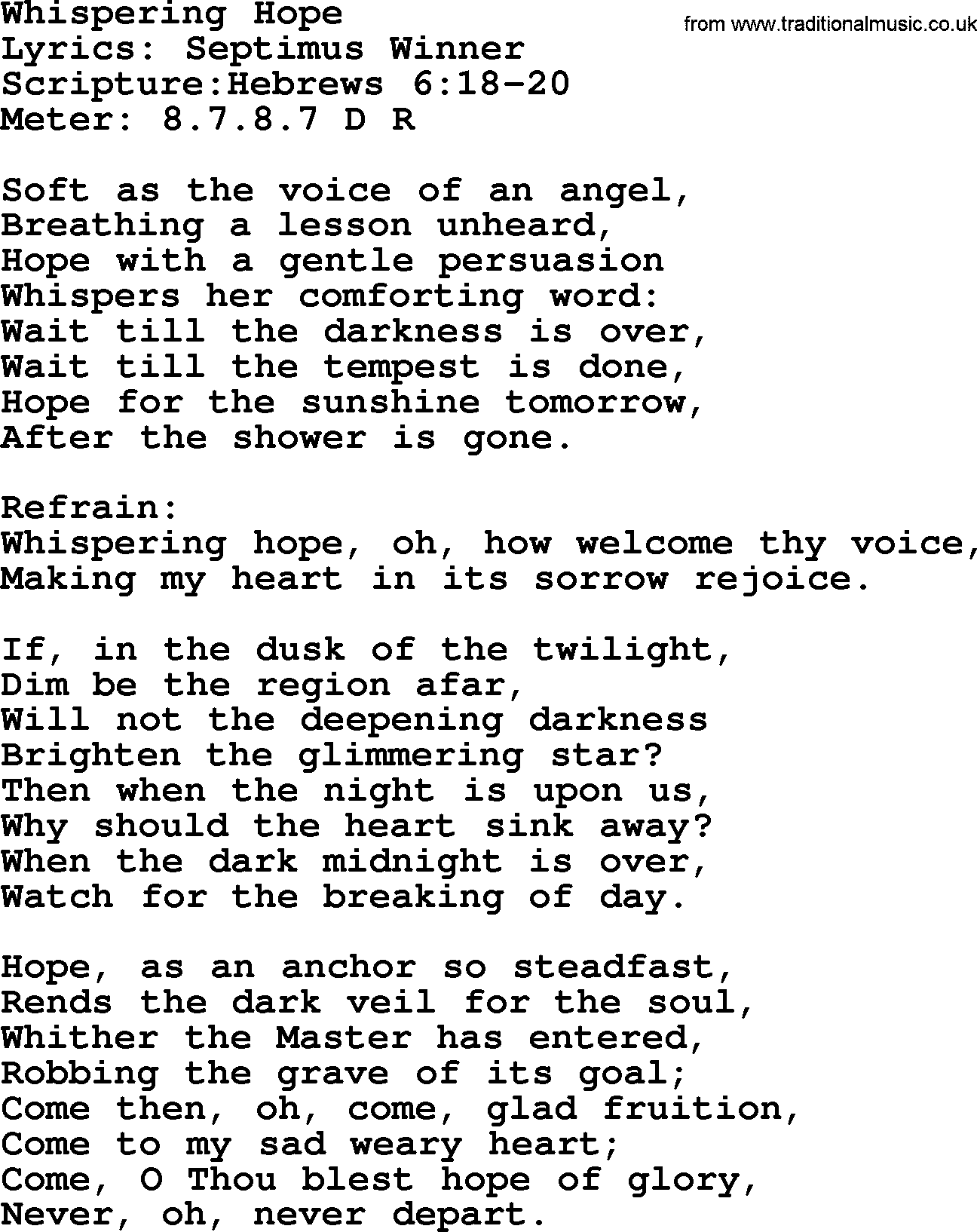 whispering hope lyrics pdf