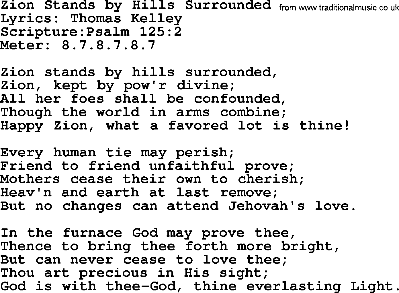 Hymns about  Angels, Hymn: Zion Stands by Hills Surrounded, lyrics, sheet music, midi & Mp3 music with PDF