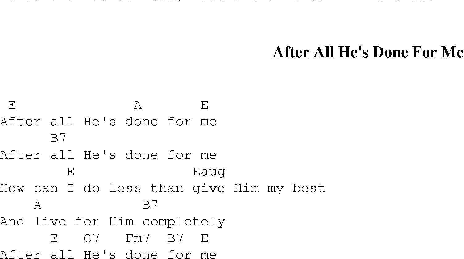 Gospel Song: after_all_hes_done, lyrics and chords.