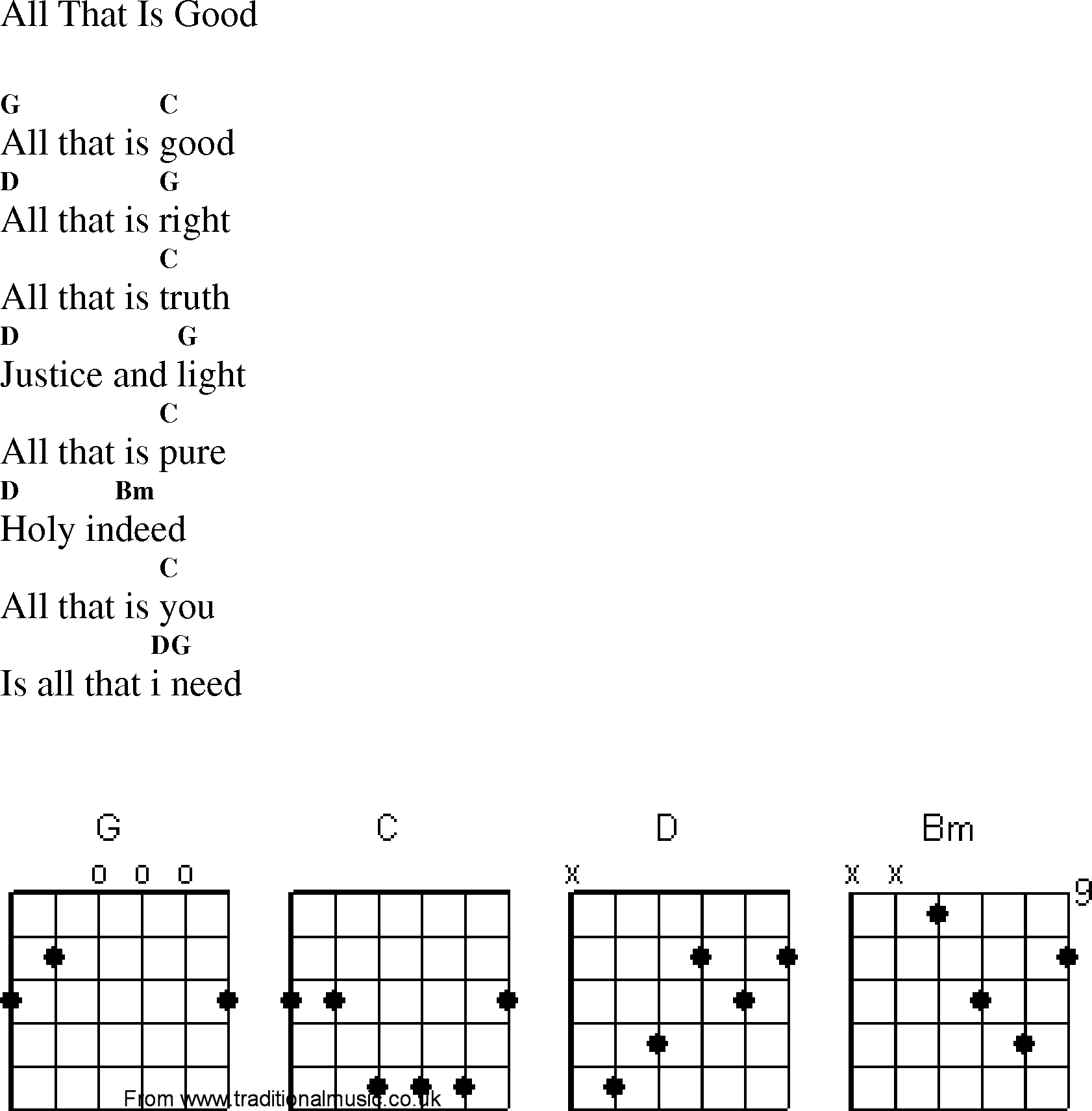 Gospel Song: all_that_is_good, lyrics and chords.