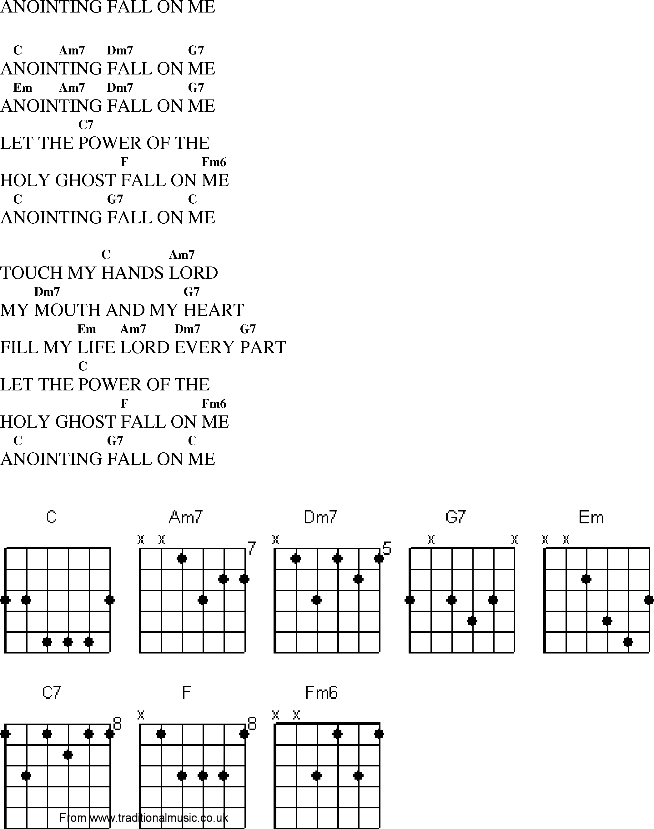 Gospel Song: anointing_fall_on_me, lyrics and chords.