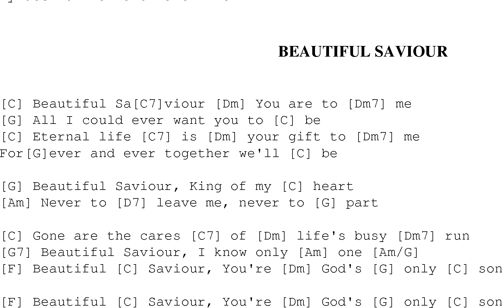 Gospel Song: beautiful_saviour, lyrics and chords.