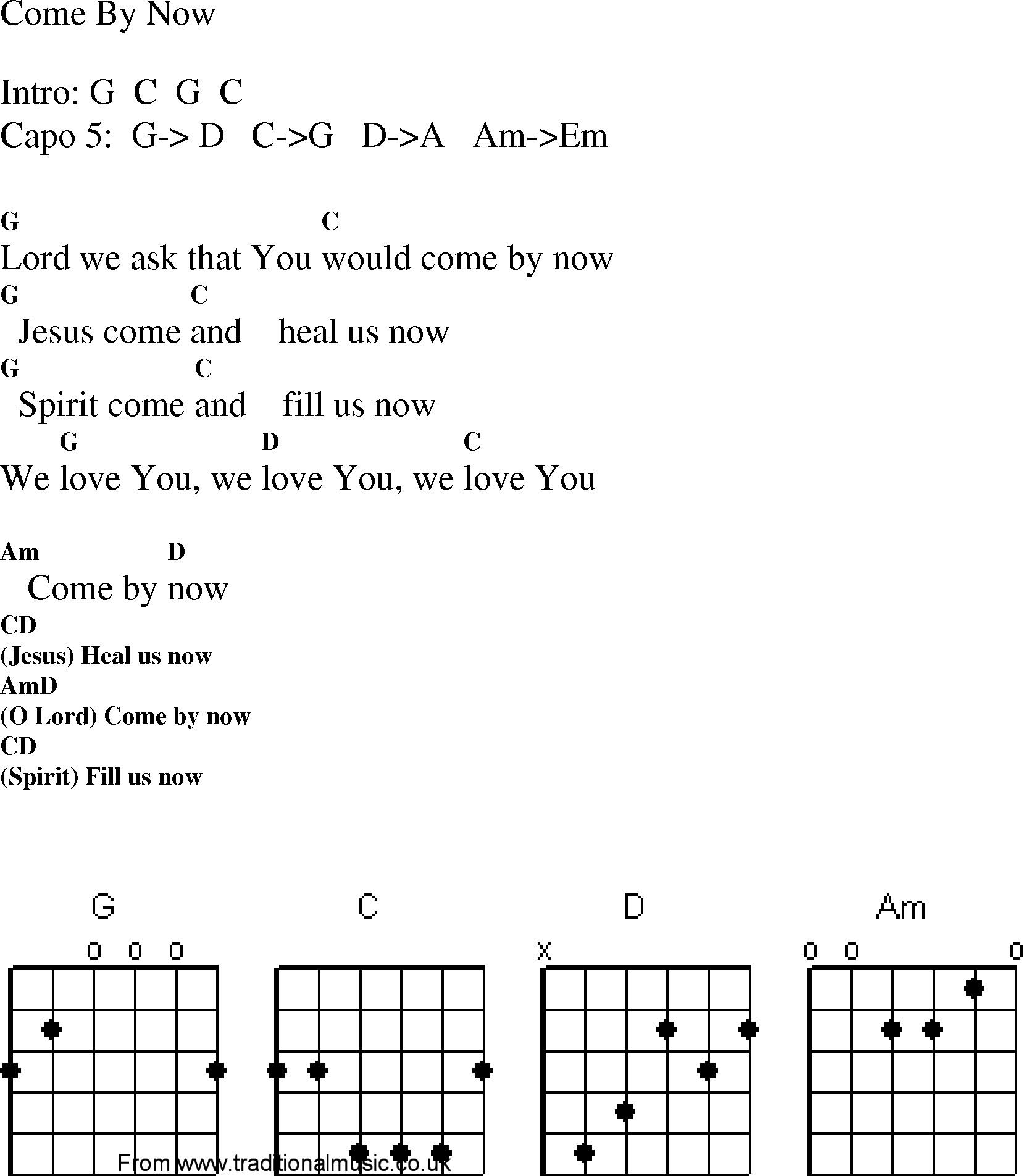 Gospel Song: come_by_now, lyrics and chords.