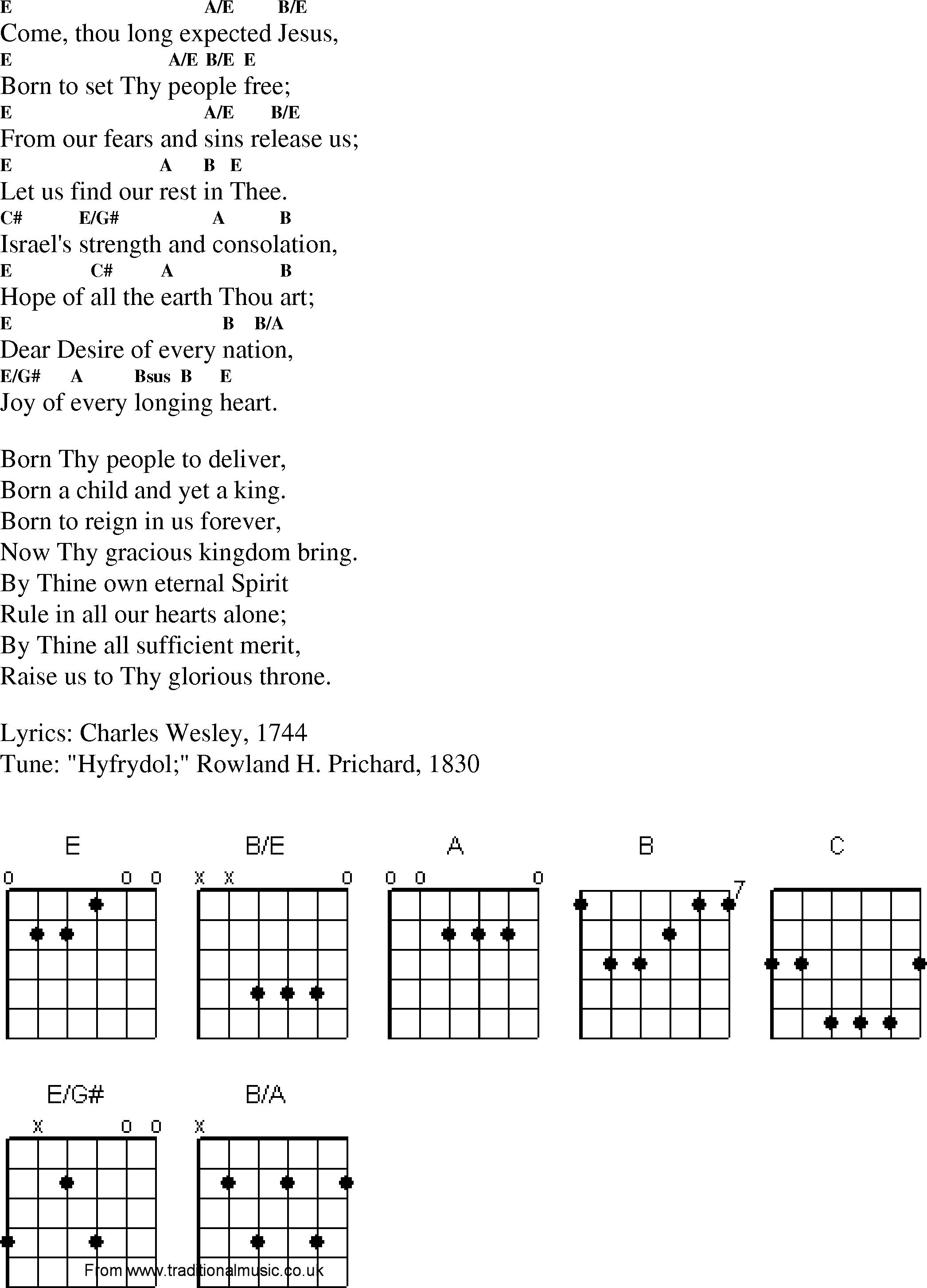 Gospel Song: come_thou_long_expected_jesus, lyrics and chords.