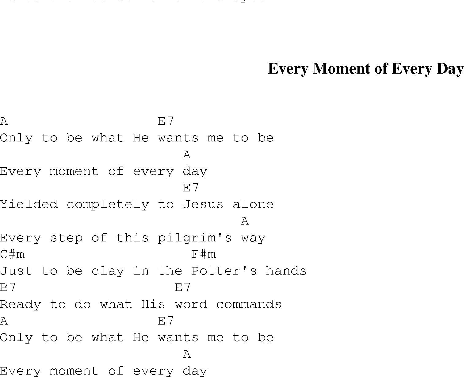 Gospel Song: every_moment_of_every_day, lyrics and chords.