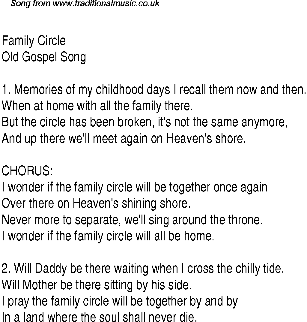 Gospel Song: family-circle, lyrics and chords.