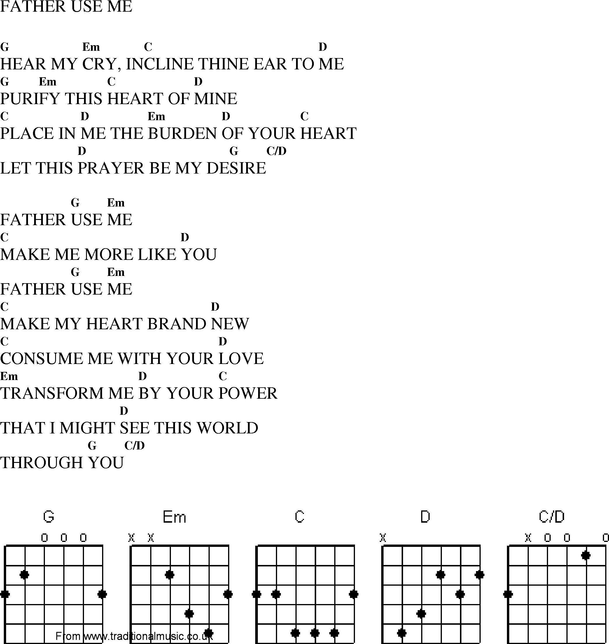 Gospel Song: father_use_me, lyrics and chords.