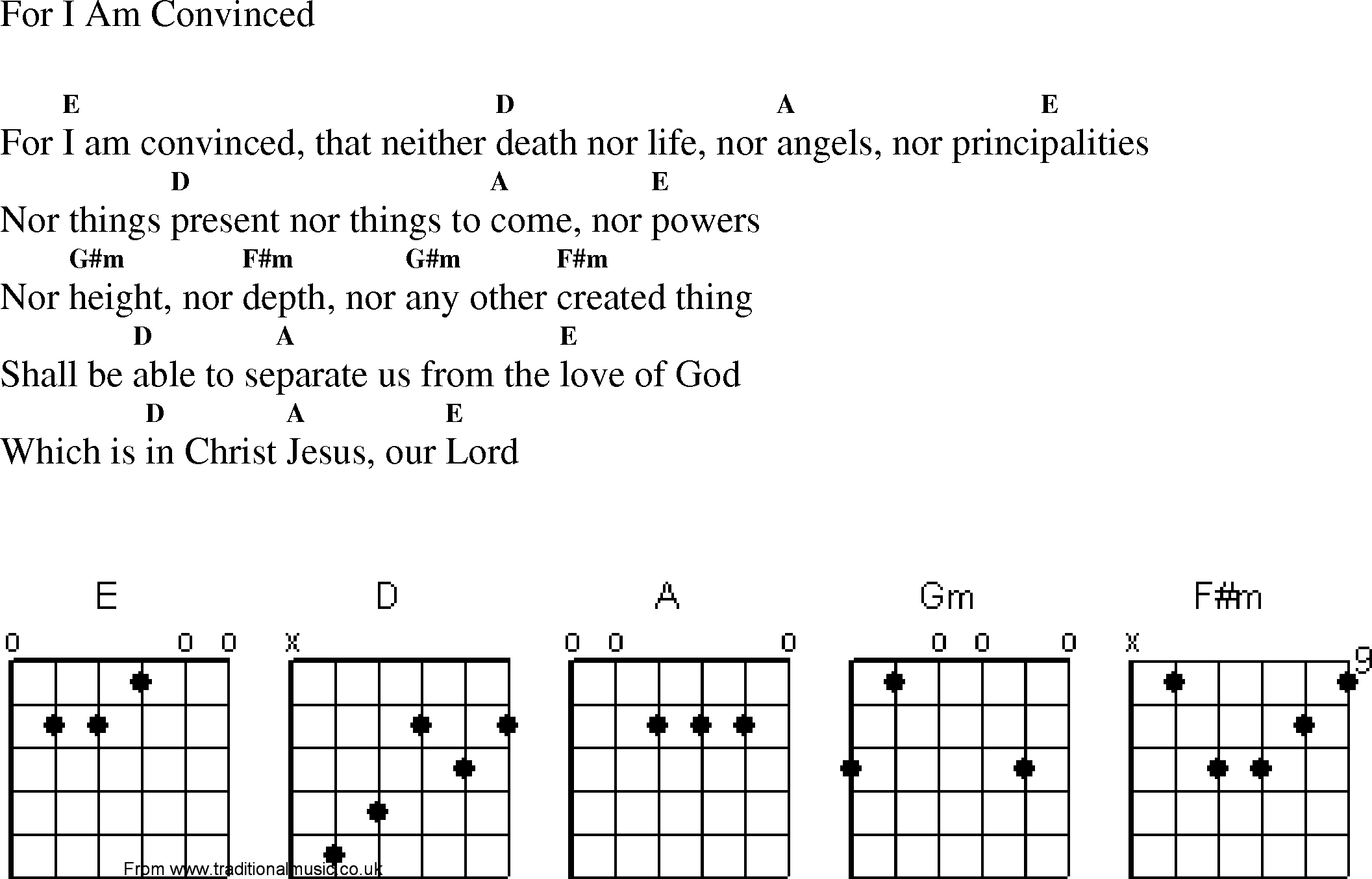 Gospel Song: for_i_am_convinced, lyrics and chords.
