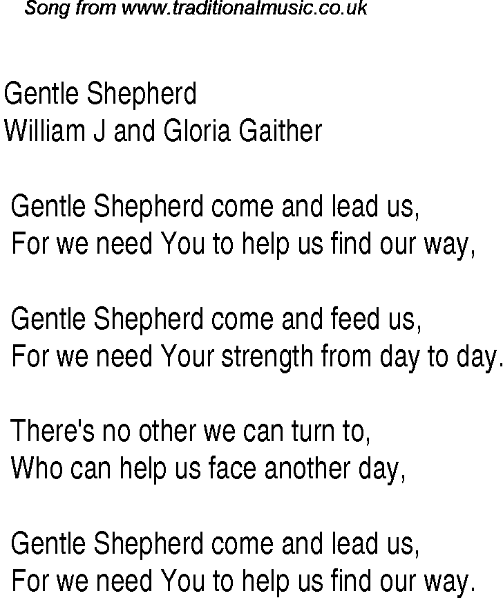 Gospel Song: gentle-shepherd, lyrics and chords.