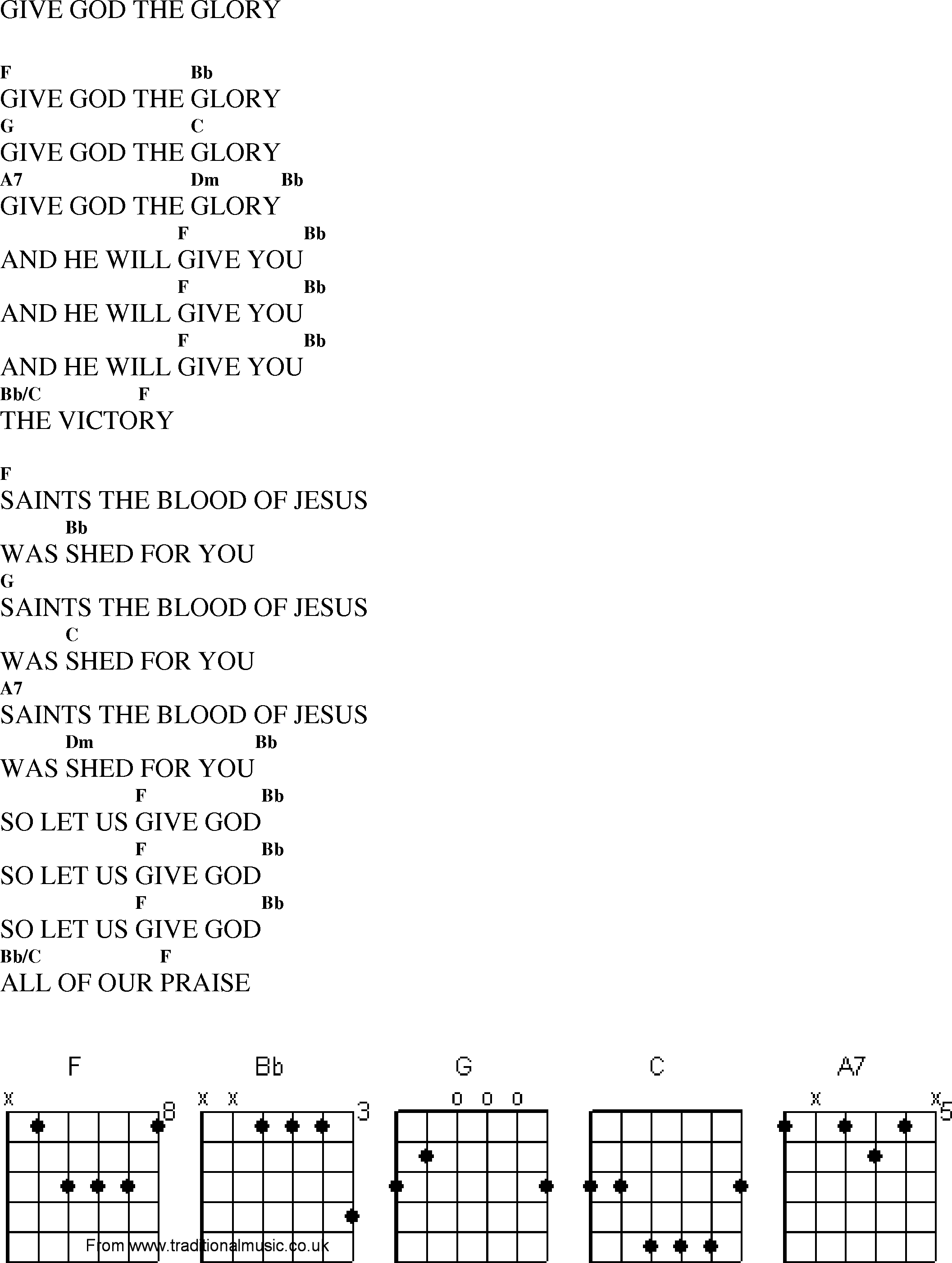 Gospel Song: give_god_the_glory, lyrics and chords.