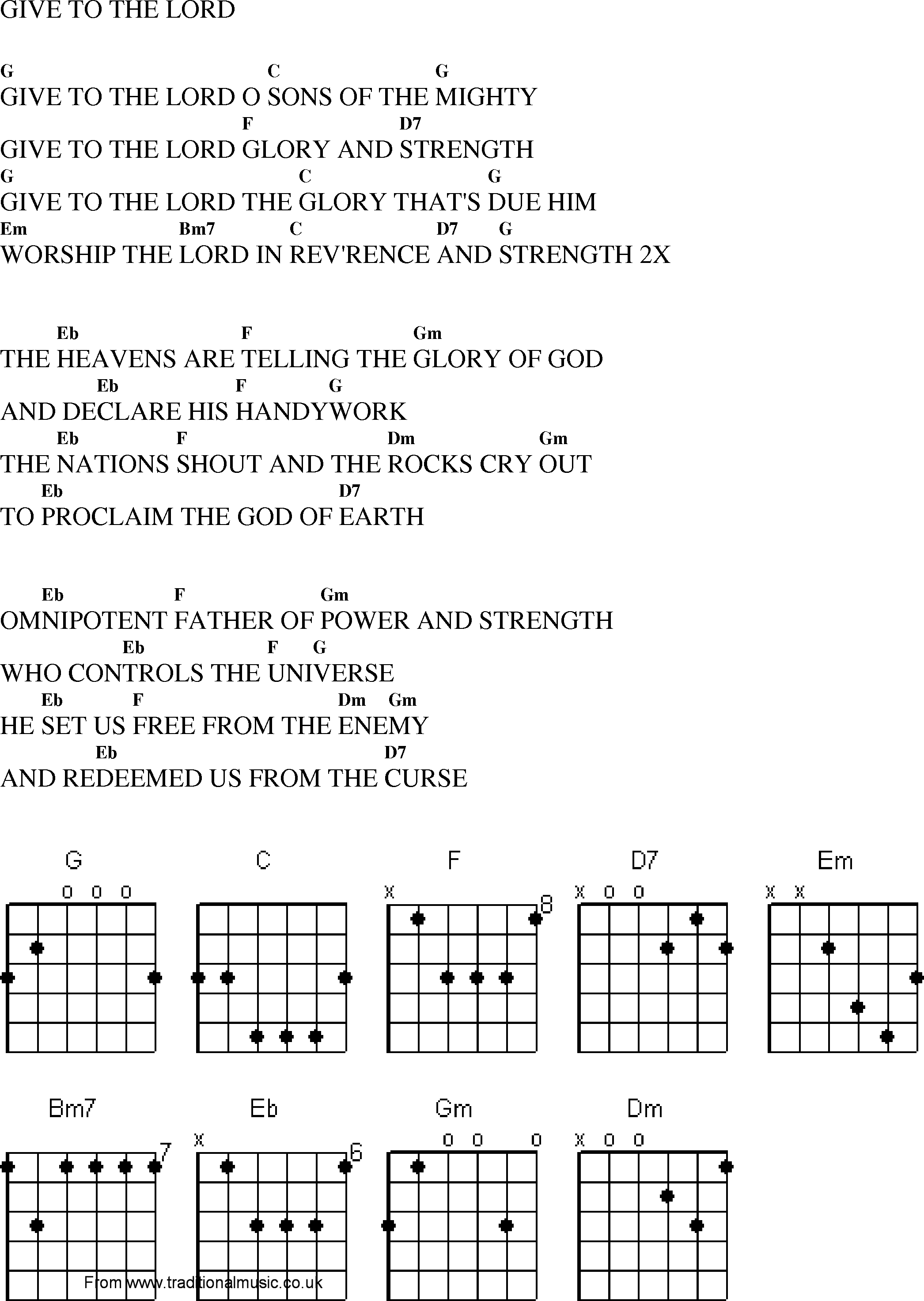 Gospel Song: give_to_the_lord, lyrics and chords.