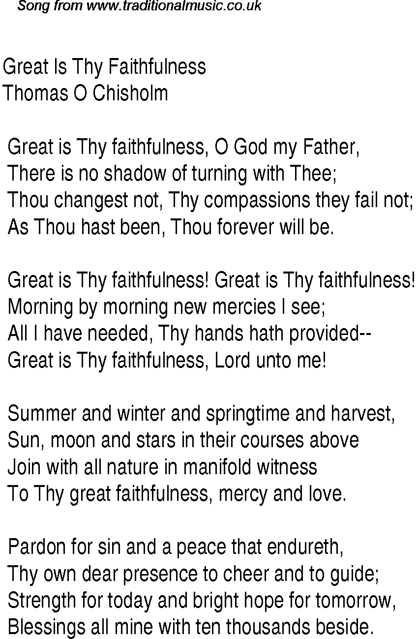 Gospel Song: great-is-thy-faithfulness, lyrics and chords.