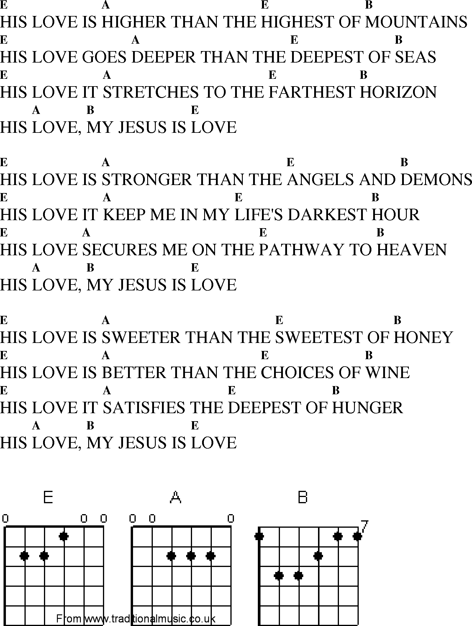 Gospel Song: his_love_is_higher, lyrics and chords.
