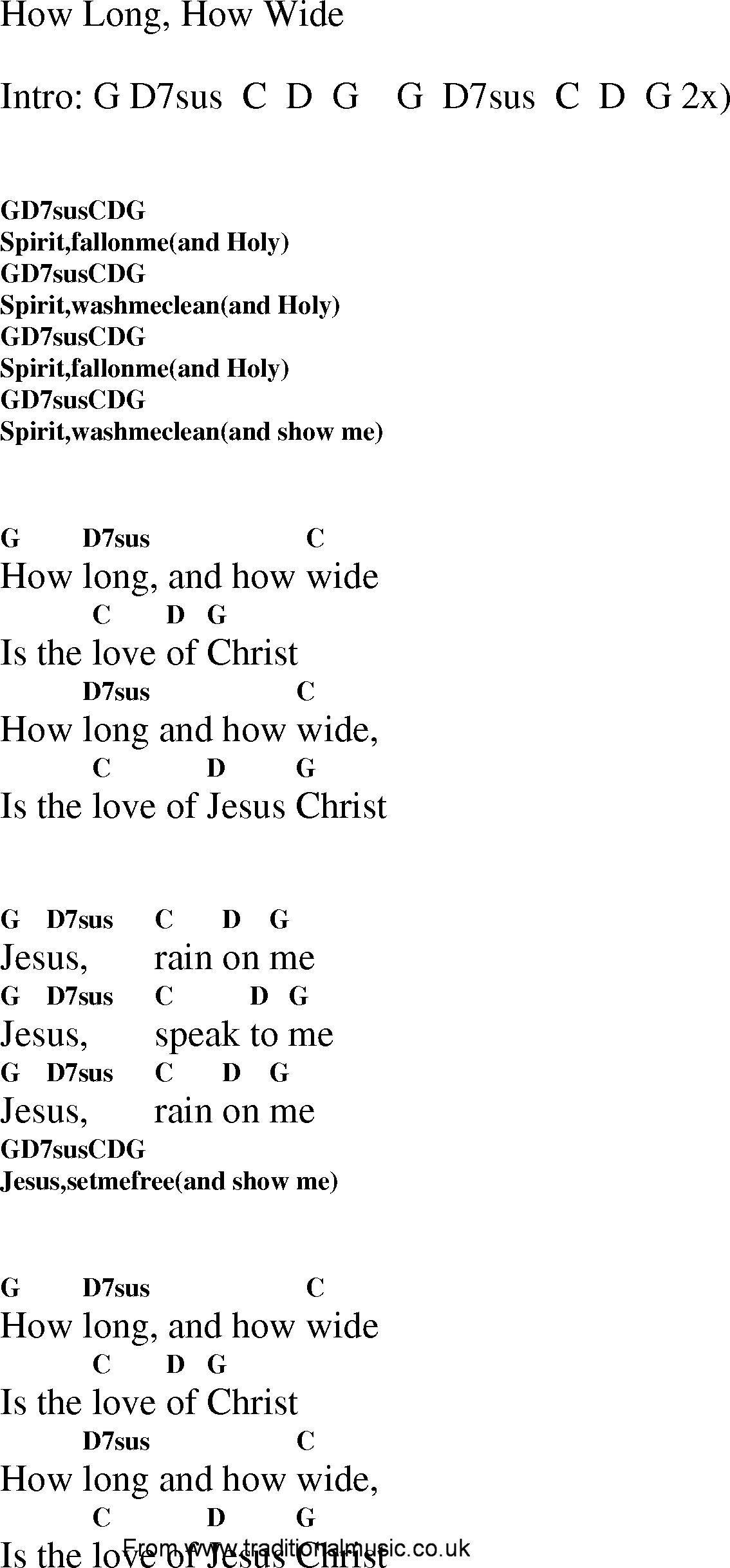 Gospel Song: how_long_how_wide, lyrics and chords.