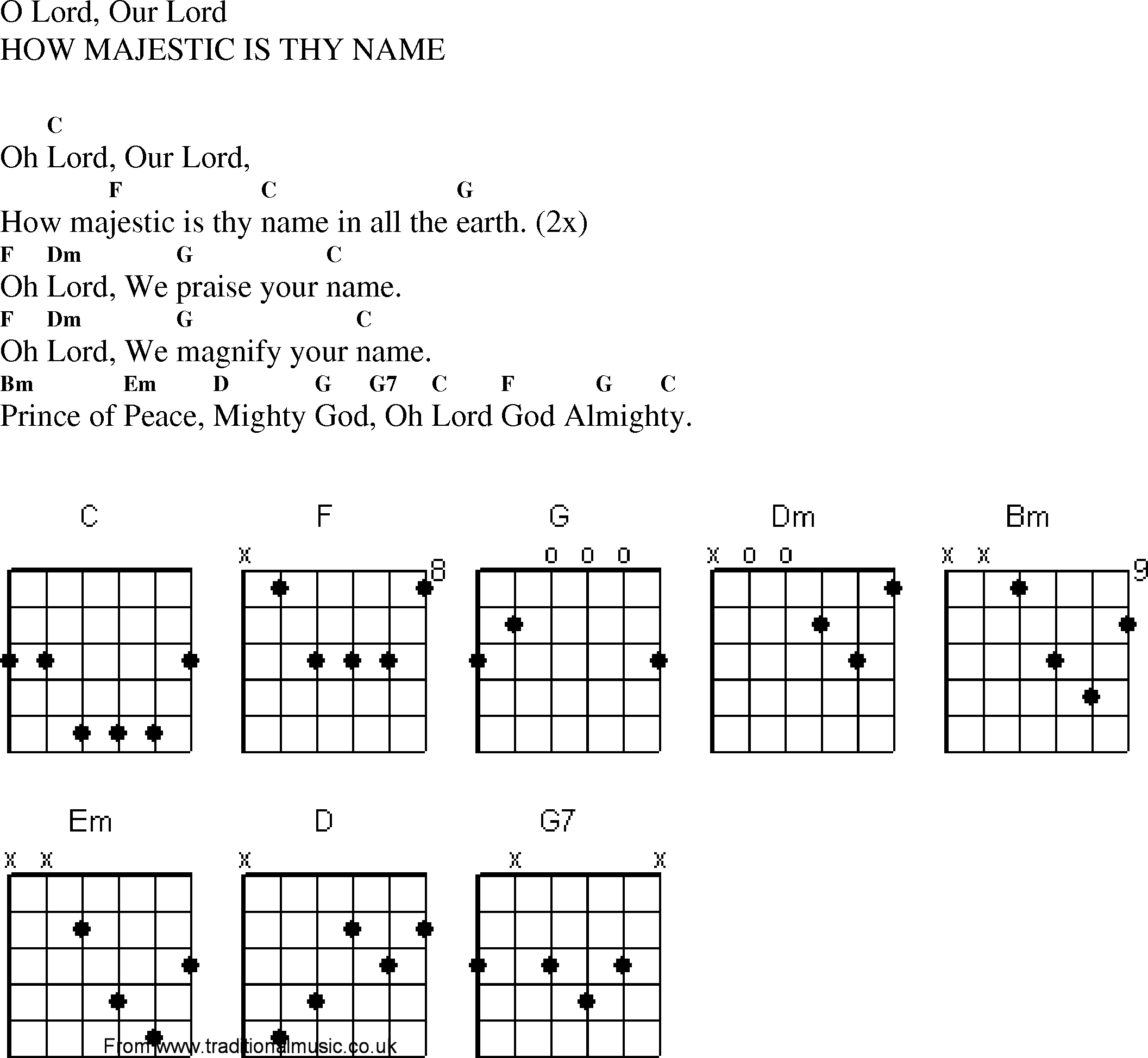 Gospel Song: how_majestic_is_thy_name, lyrics and chords.