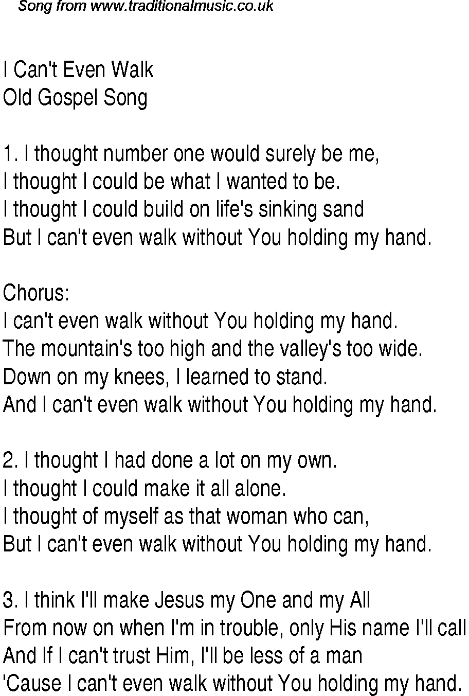 Gospel Song: i-can't-even-walk, lyrics and chords.
