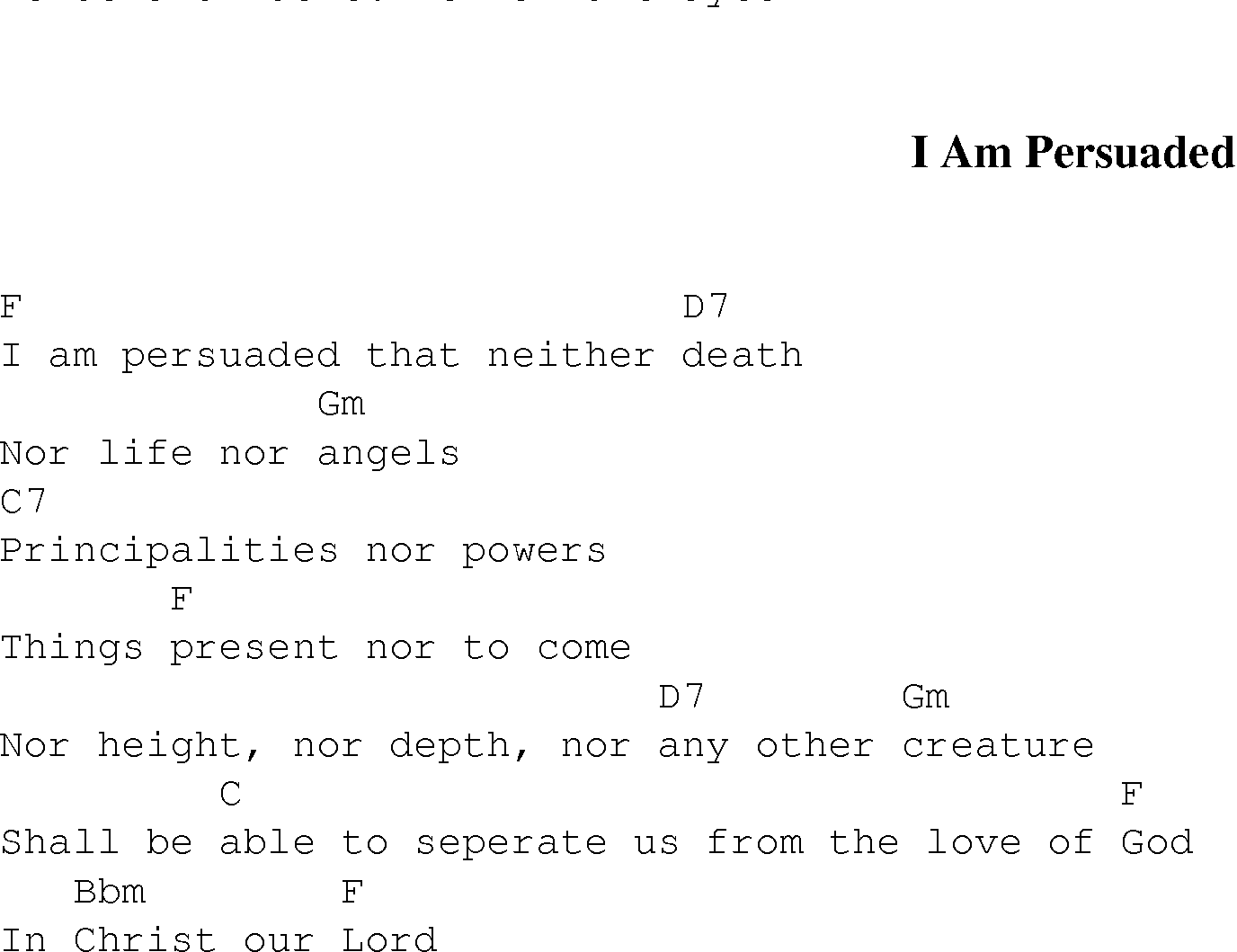 Gospel Song: i_am_persuaded, lyrics and chords.