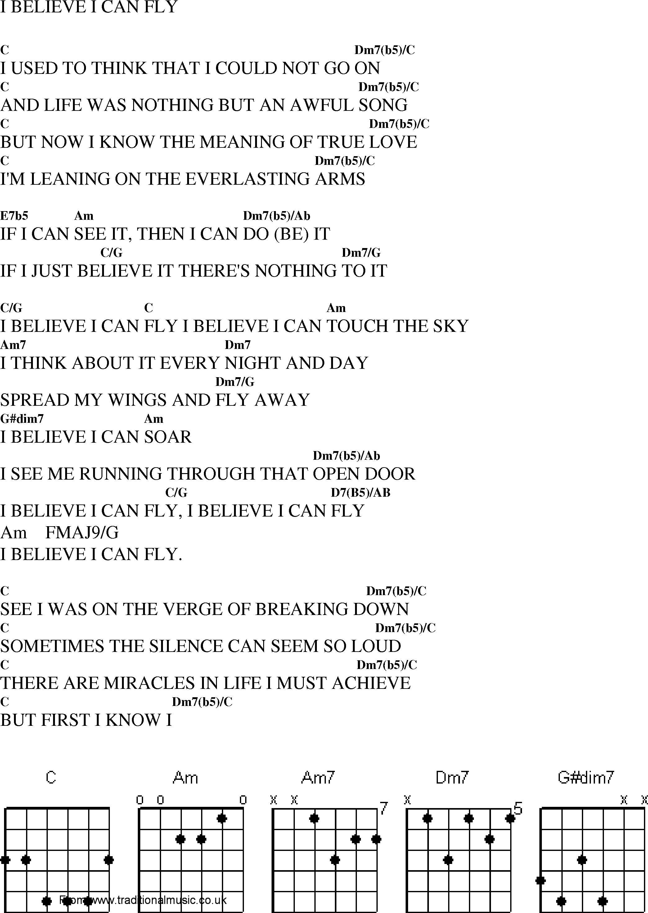 Gospel Song: i_believe_i_can_fly, lyrics and chords.