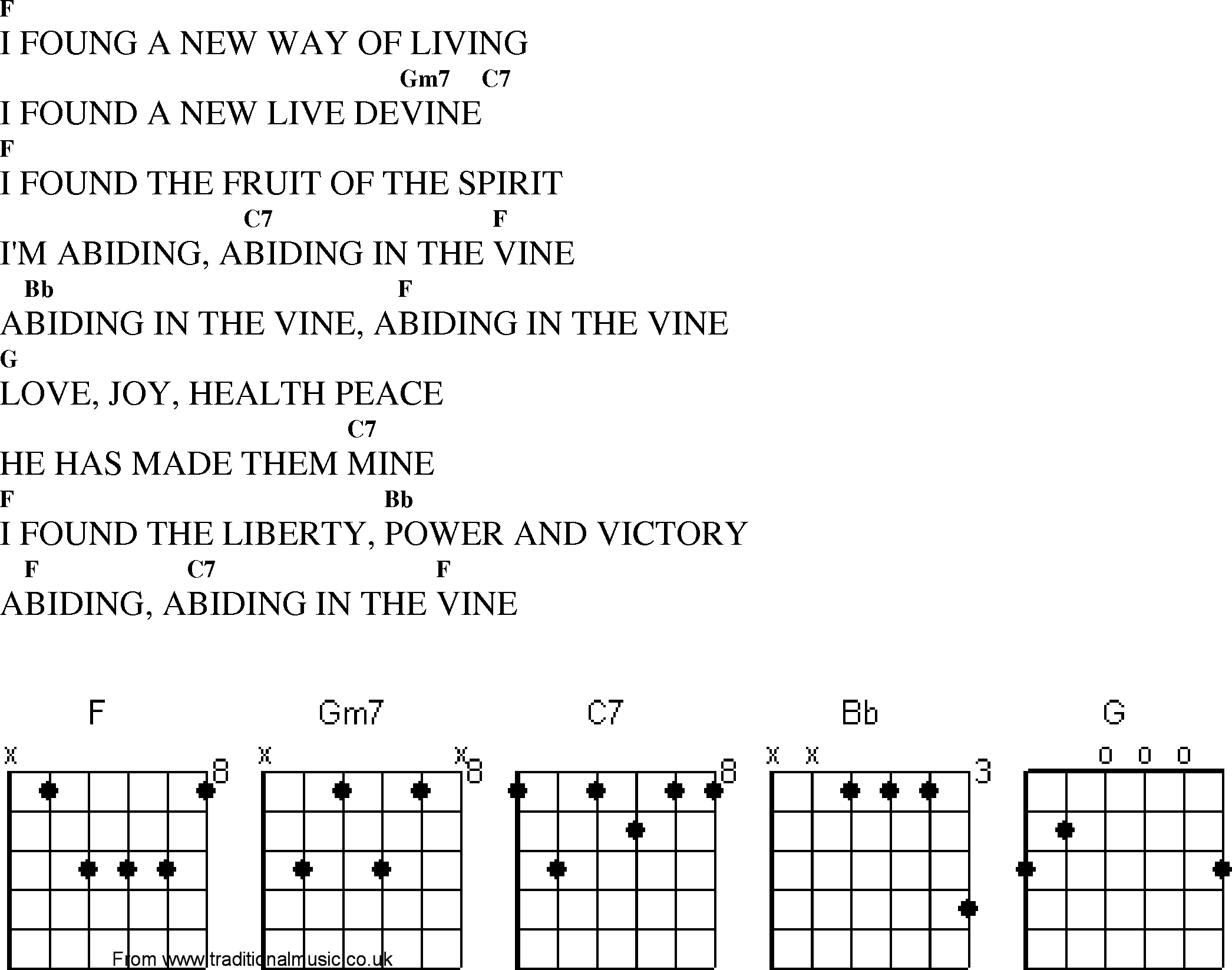 Gospel Song: i_foun__new_wy_of_living, lyrics and chords.