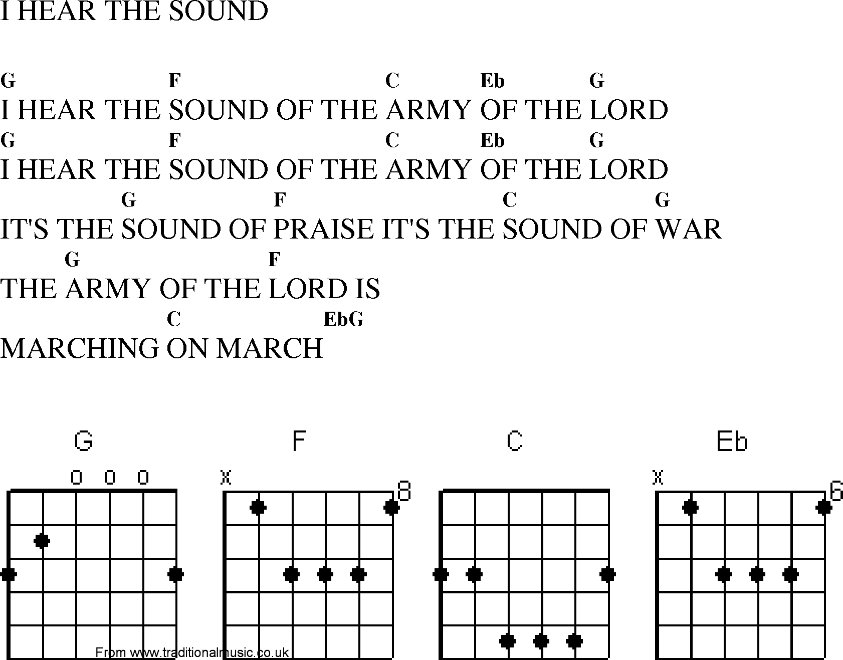 Gospel Song: i_hear_the_sound, lyrics and chords.