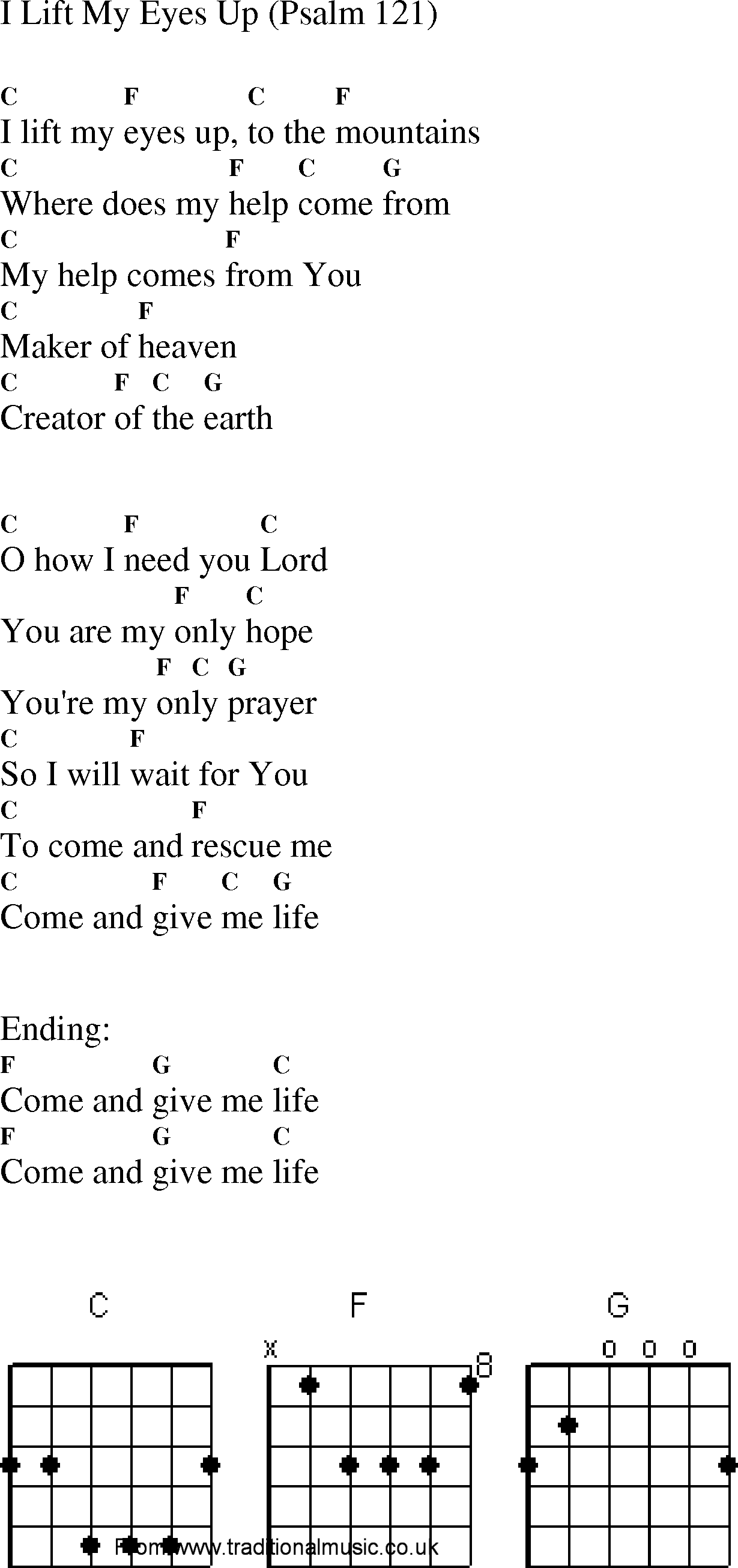 Gospel Song: i_lift_my_eyes_up, lyrics and chords.