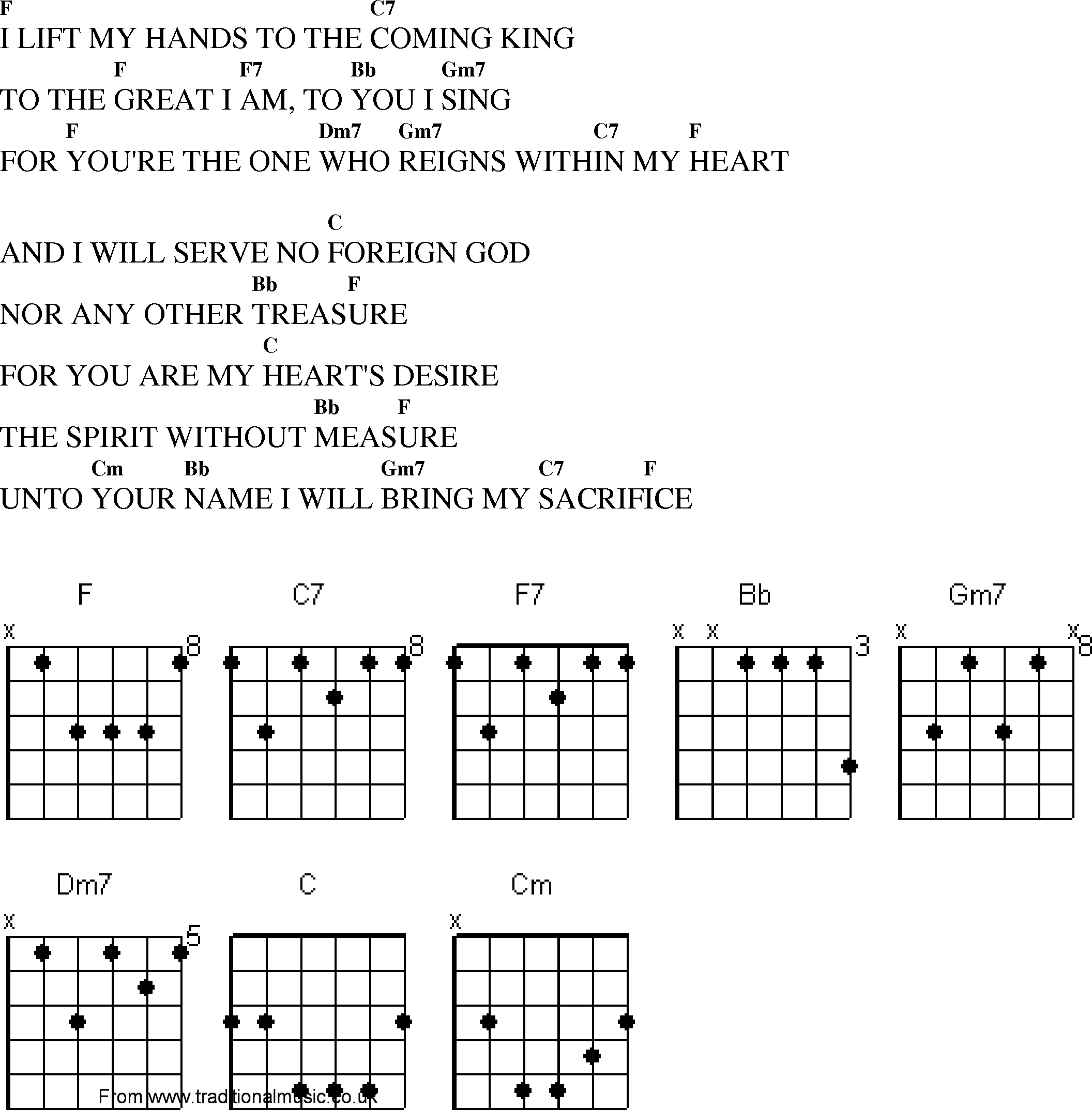 Gospel Song: i_lift_my_hns_to_the_coming_king, lyrics and chords.