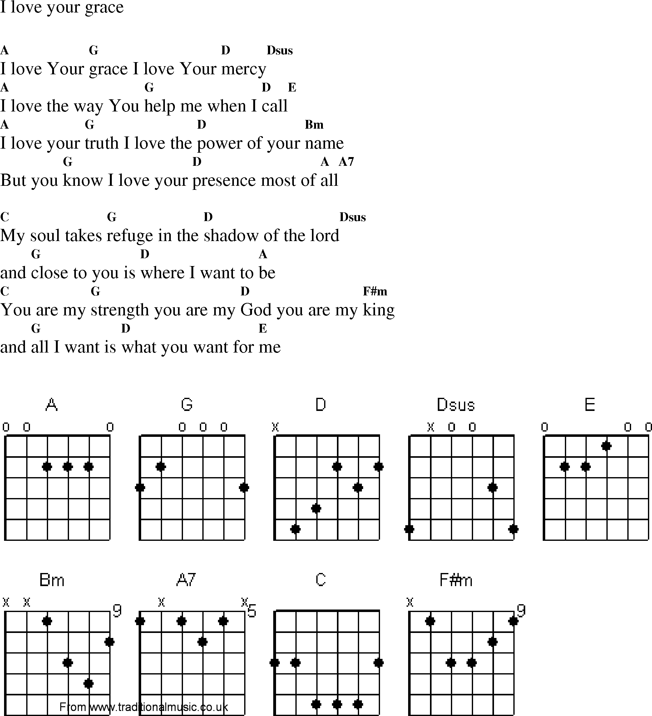 Gospel Song: i_love_your_grace, lyrics and chords.