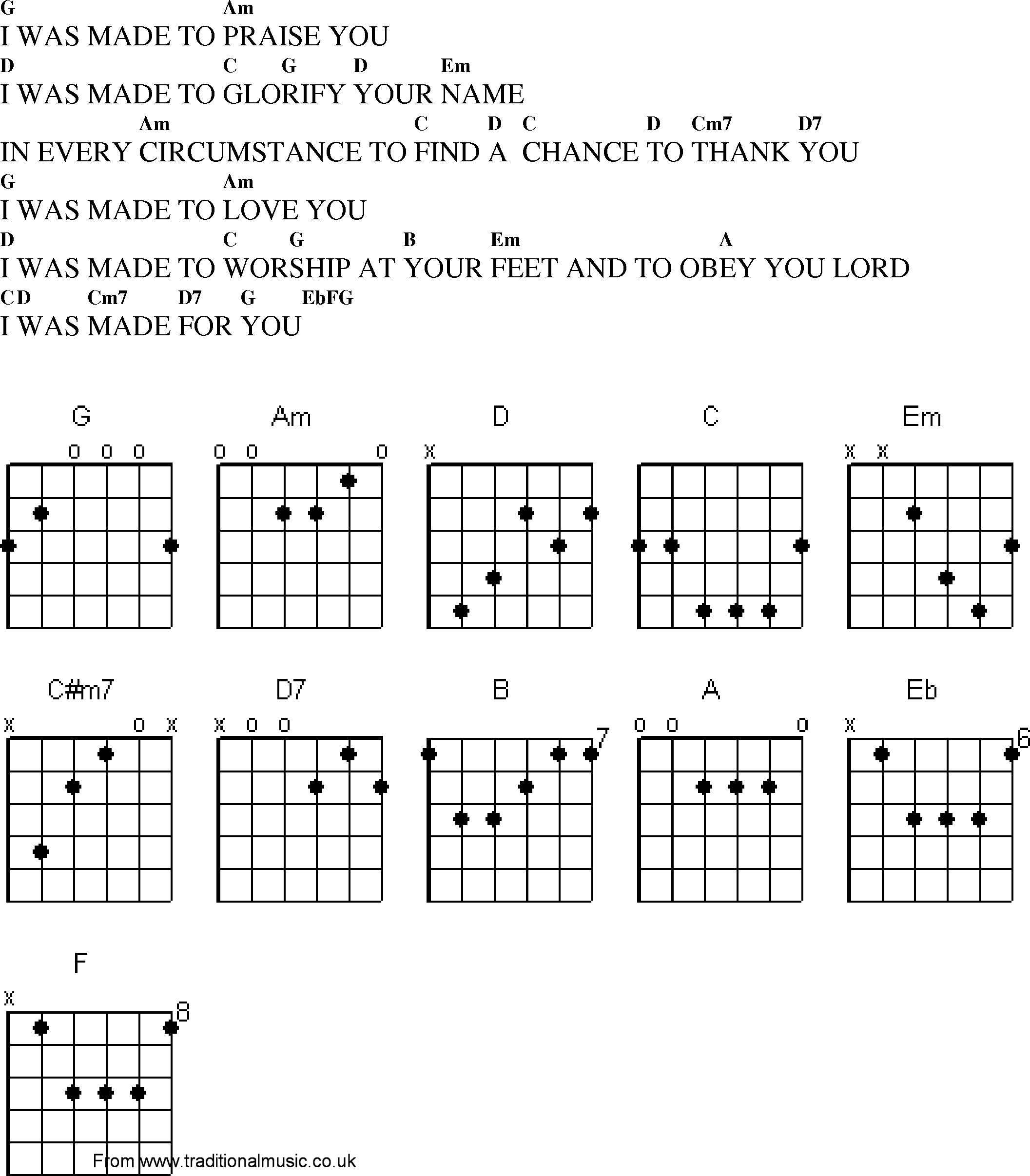 Gospel Song: i_ws_me_to_prise_you, lyrics and chords.