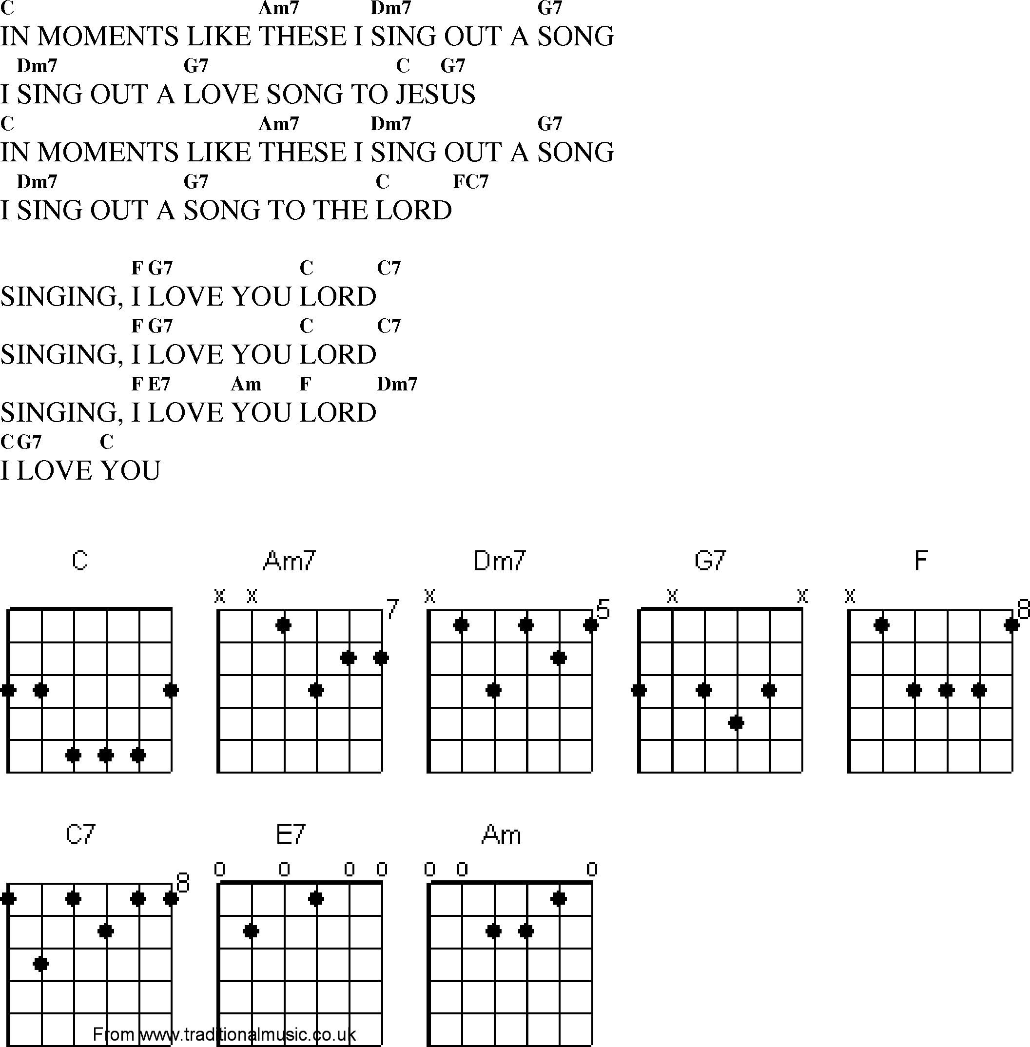 Gospel Song: in_moments_like_these, lyrics and chords.