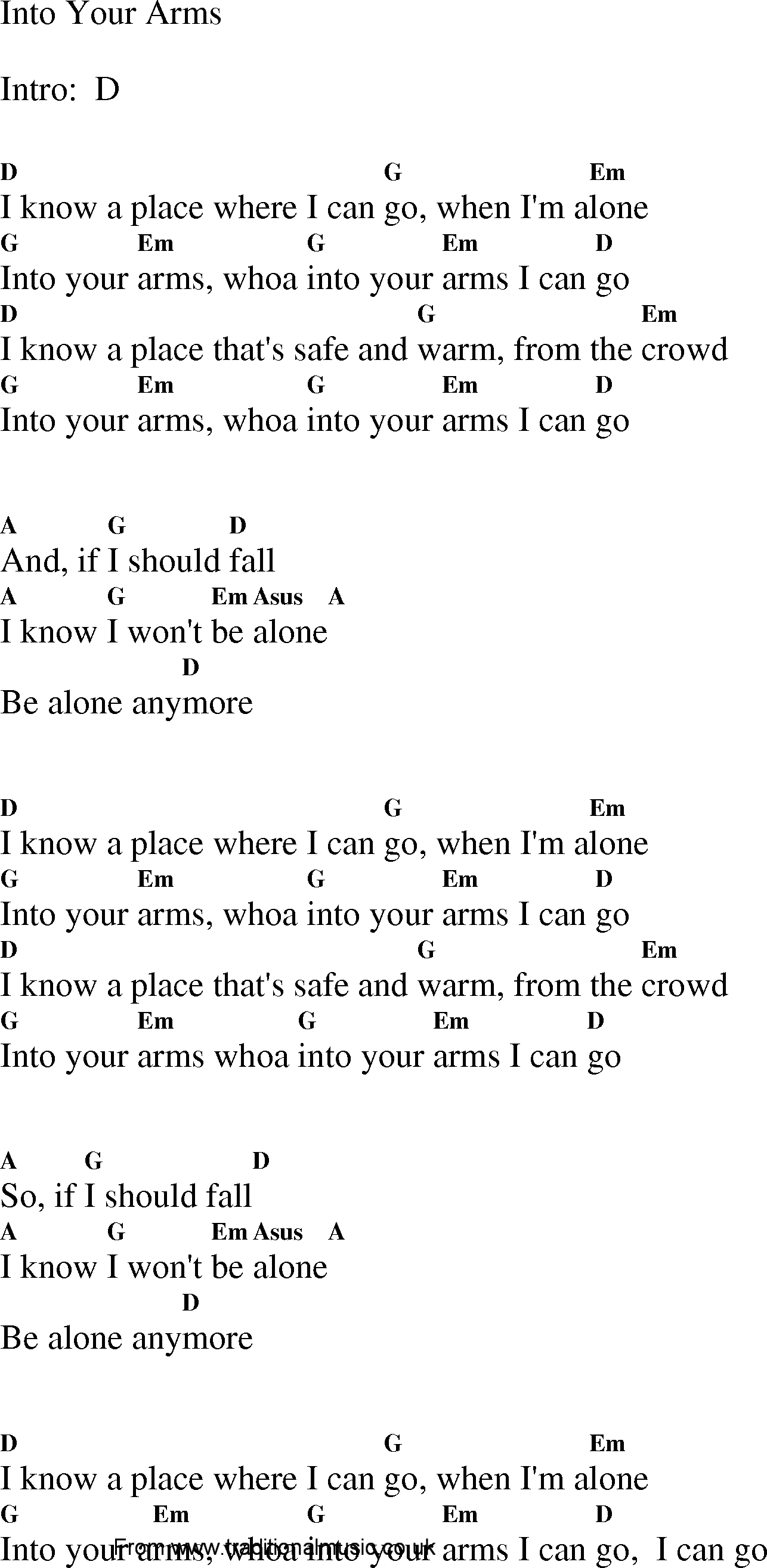 Gospel Song: into_your_arms, lyrics and chords.