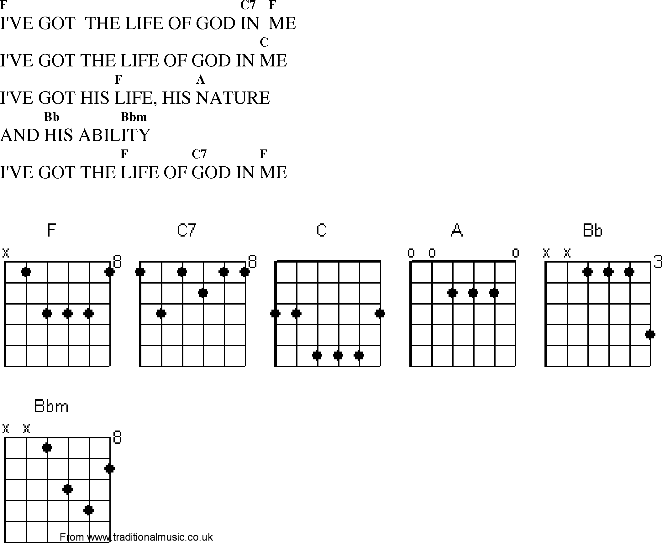 Gospel Song: ive_got_the_life_of_go_in_me, lyrics and chords.