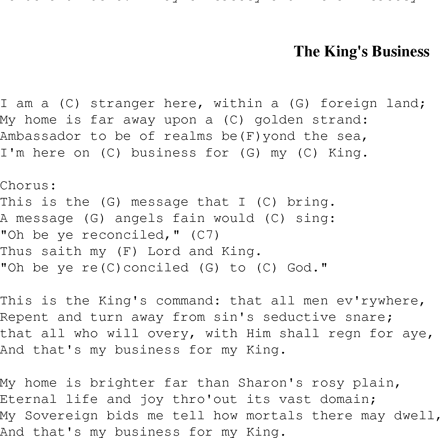 Gospel Song: kings_business, lyrics and chords.