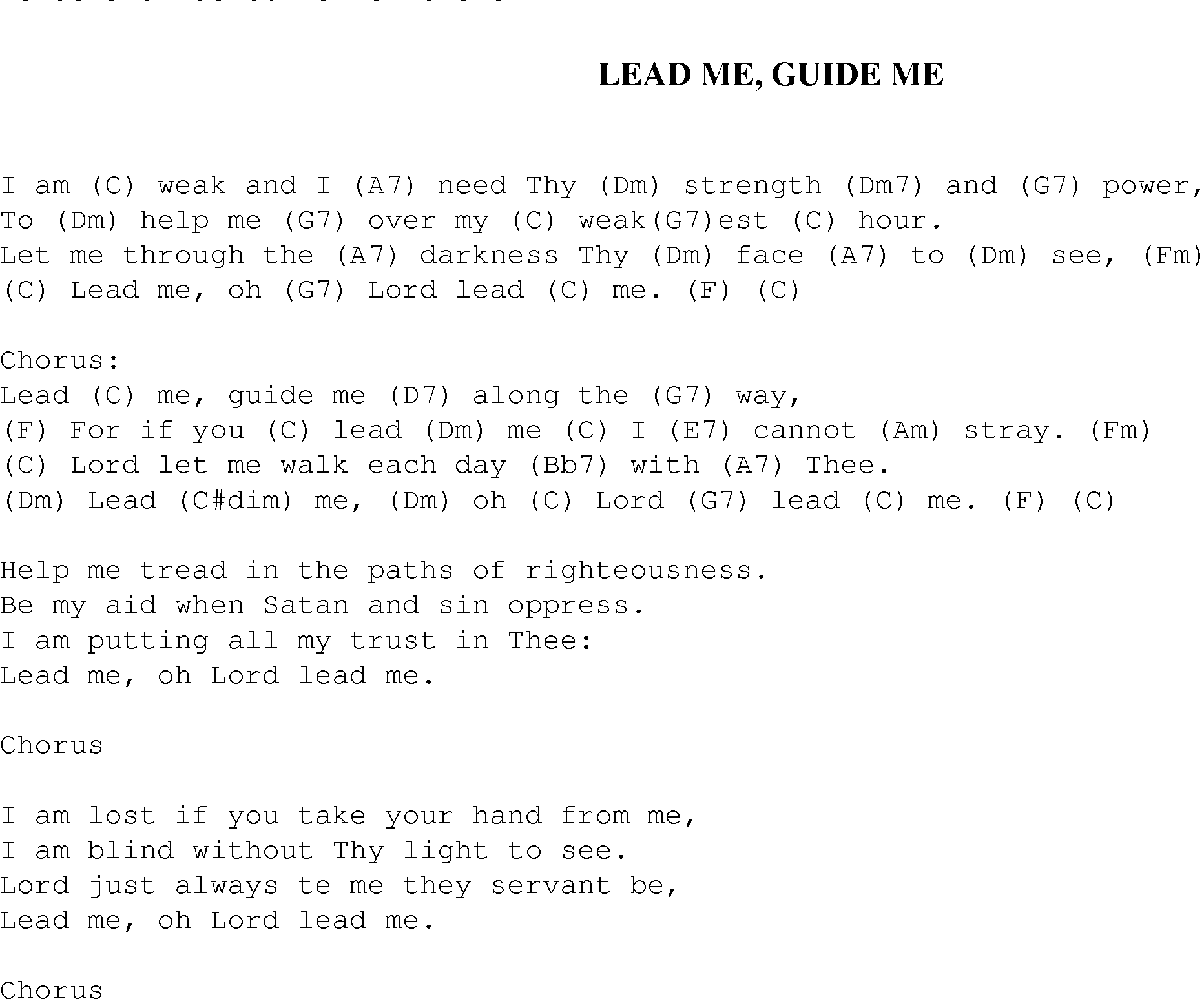 Gospel Song: lead_me_guide_me, lyrics and chords.