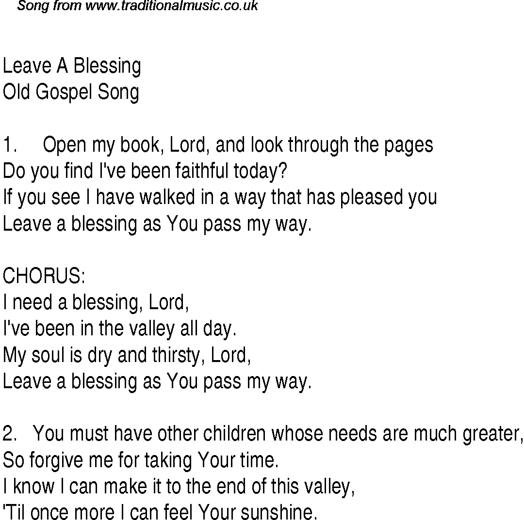 Gospel Song: leave-a-blessing, lyrics and chords.