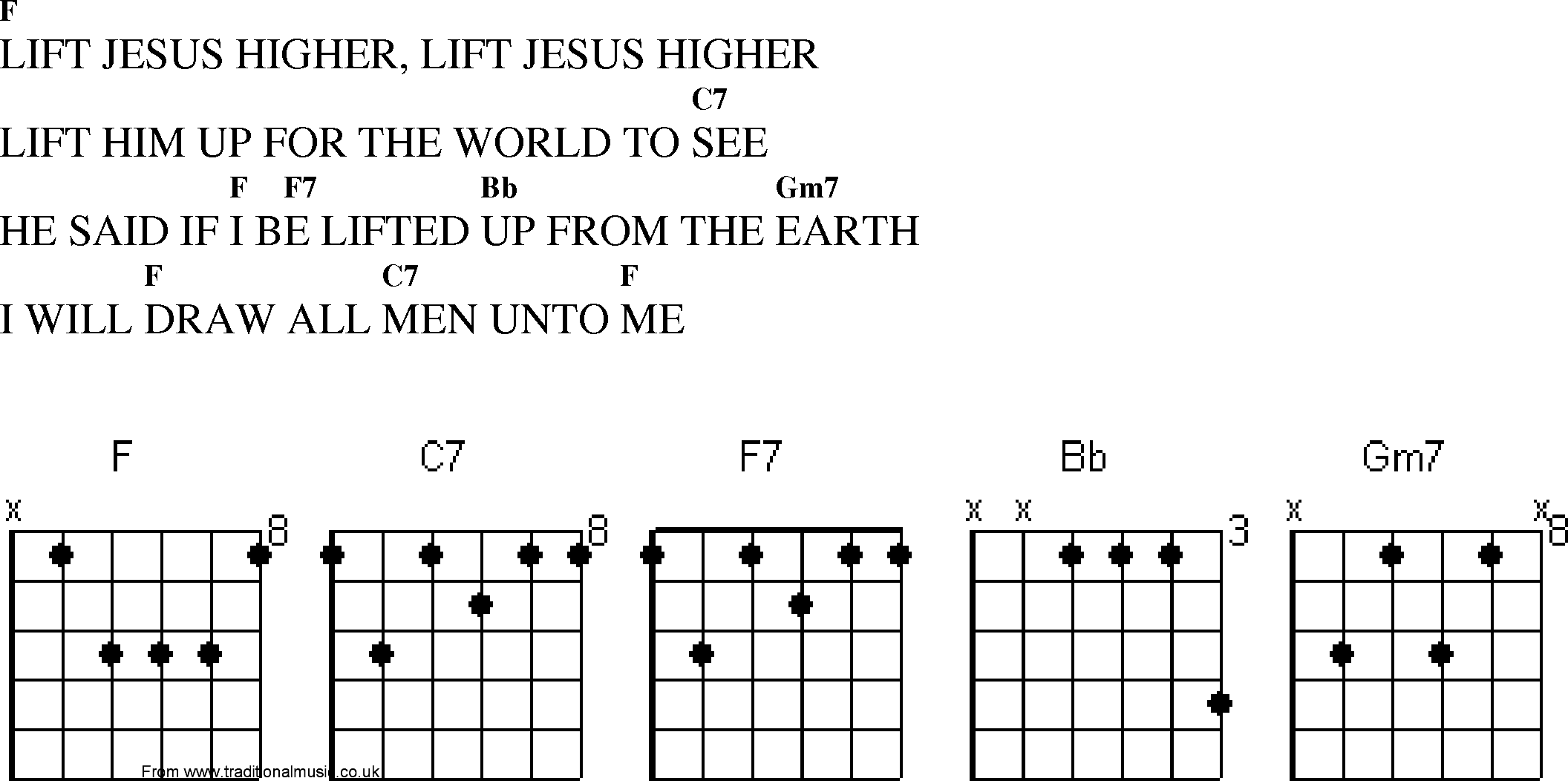 Gospel Song: lift_jesus_higher, lyrics and chords.