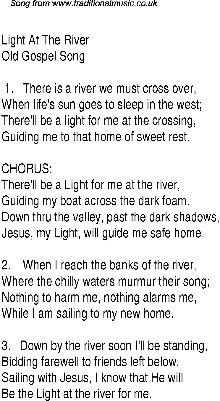 Gospel Song: light-at-the-river, lyrics and chords.