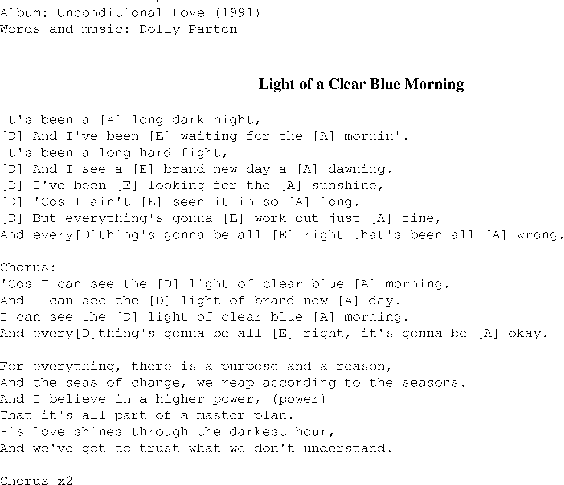 Gospel Song: light_of_a_clear_blue_morn, lyrics and chords.